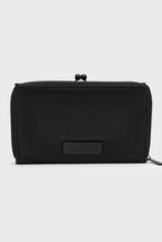 Load image into Gallery viewer, Black wallet with a brand logo on a white background