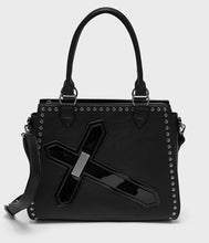 Load image into Gallery viewer, Black handbag with a unique design on a white background