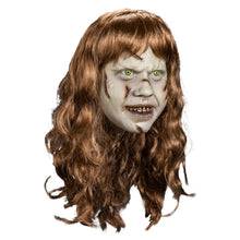 Load image into Gallery viewer, Scary mask with brown hair on a white background