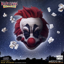 Load image into Gallery viewer, Clown mask with red hair and nose against a starry sky with popcorn, featuring 'Killer Klowns from Outer Space' branding.
