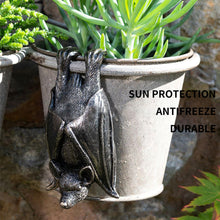 Load image into Gallery viewer, Upside down gray resin hanging bat statue.