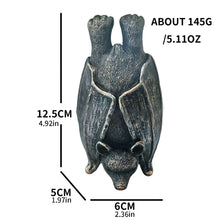 Load image into Gallery viewer, Upside down gray resin hanging bat statue.