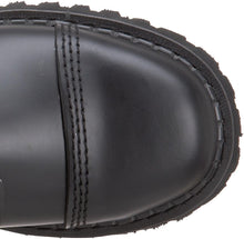 Load image into Gallery viewer, top view of Real black leather 1 1/4" platform 20 eyelet combat biker goth steel toe Knee-high boot Full lace-up, no Zipper