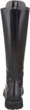 Load image into Gallery viewer, back view of Real black leather 1 1/4" platform 20 eyelet combat biker goth steel toe Knee-high boot Full lace-up, no Zipper