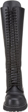 Load image into Gallery viewer, front view of Real black leather 1 1/4" platform 20 eyelet combat biker goth steel toe Knee-high boot Full lace-up, no Zipper