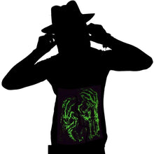 Load image into Gallery viewer, model showing front of shirt glowing in the dark