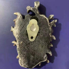 Load image into Gallery viewer, back view of Bronze painted Medusa snake head with open mouth with hole for easy hanging on wall