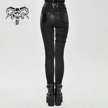Load image into Gallery viewer, Black Pants w/ Vegan Patent Leather Straps and Removable Hexagram Thigh Detail