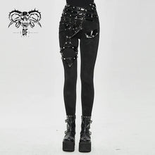 Load image into Gallery viewer, Black Pants w/ Vegan Patent Leather Straps and Removable Hexagram Thigh Detail