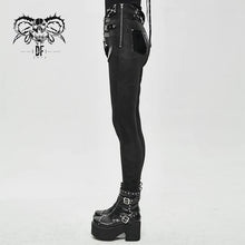 Load image into Gallery viewer, Black Pants w/ Vegan Patent Leather Straps and Removable Hexagram Thigh Detail