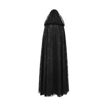 Load image into Gallery viewer, long black gothic cloak with hood back view