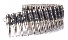 Load image into Gallery viewer, .308 nickel plated bullet belt with nickel plated tips and black links