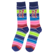 Load image into Gallery viewer, full body wanna play? striped mid calf crew socks
