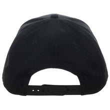 Load image into Gallery viewer, backside of hat, plain black, with snapback adjustment