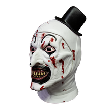 Load image into Gallery viewer, art the clown mask with black top hat, face paint and blood spatter