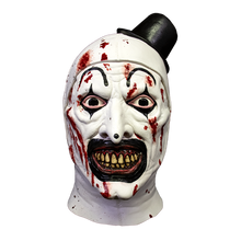 Load image into Gallery viewer, art the clown mask with black top hat, face paint and blood spatter