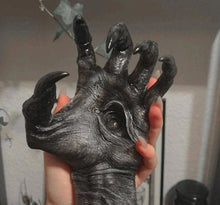 Load image into Gallery viewer, palm of Black witch hand statue with evil eyeball