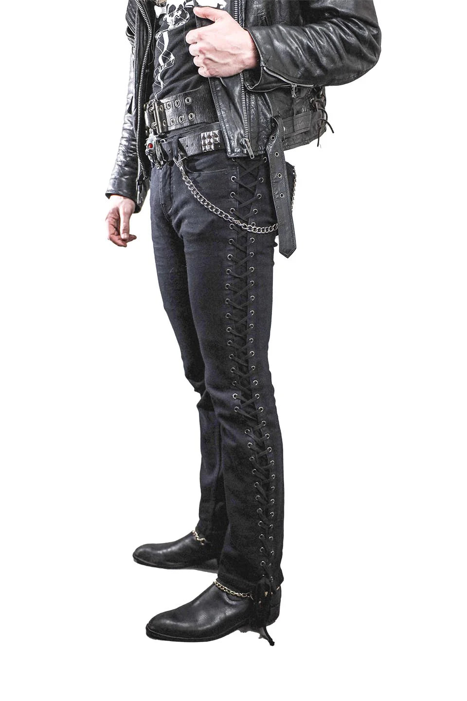 model showing side of pants