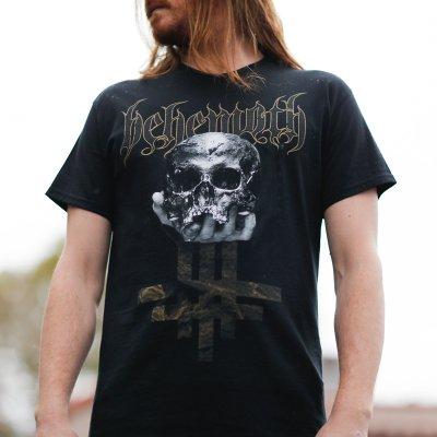 Model wearing a Behemoth band t-shirt