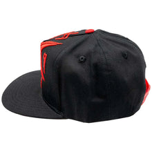 Load image into Gallery viewer, Black cap with red goat-like creature emblem on a white background
