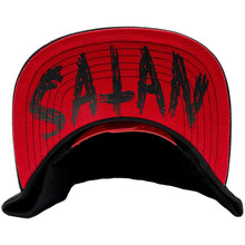 Load image into Gallery viewer, Black cap with red goat-like creature emblem on a white background

