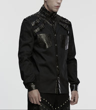 Load image into Gallery viewer, Person wearing a black, ornate shirt on a white background
