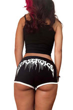 Load image into Gallery viewer, Person wearing a black tank top and shorts with white graphic design on a white background
