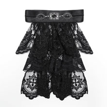 Load image into Gallery viewer, Black lace collar with decorative belt on a white background
