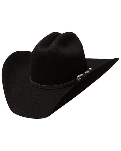 Black premium wool material cowboy hat with belt design around brim