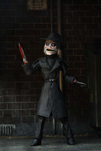 Load image into Gallery viewer, front of blade, close up with blood spatter on his mask and knife
