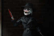Load image into Gallery viewer, front of blade, close up with blood spatter on his mask and knife
