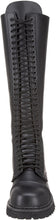 Load image into Gallery viewer, front view of Real black leather 1 1/4&quot; platform  20 eyelet combat biker goth steel toe Knee-high boot Full lace-up, no Zipper
