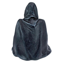 Load image into Gallery viewer, back view of Waterproof resin painted gray reaper statue
