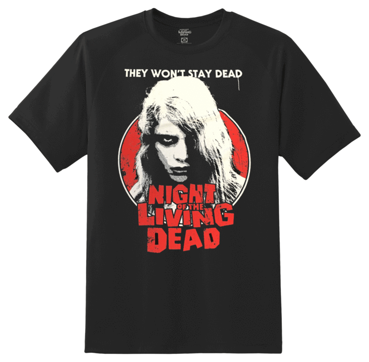 black night of the living dead movie shirt with picture of kyra schon and text that reads 