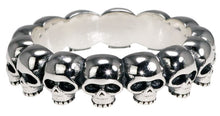 Load image into Gallery viewer, 925 Sterling silver band ring with multi-skull design.

