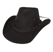 Load image into Gallery viewer, Real black leather, braided leather around base of hat
