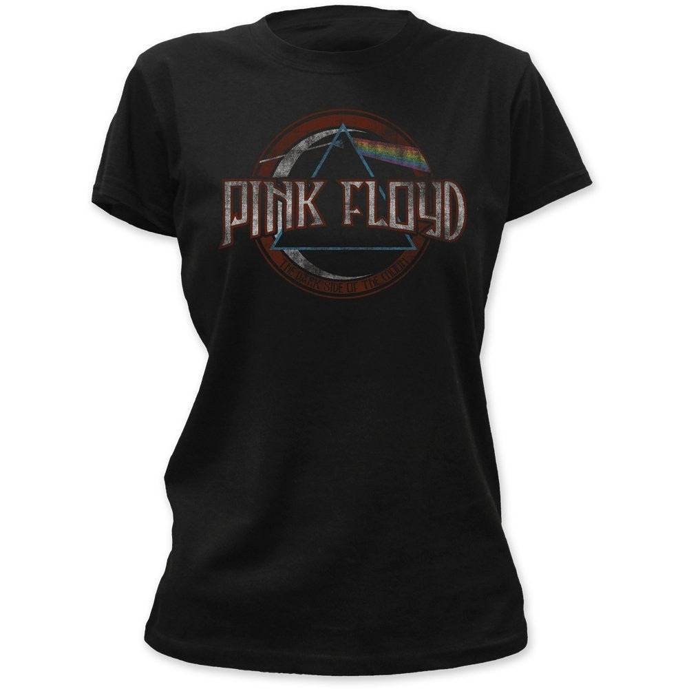 black band shirt with pink floyd logo, prism graphic and words 