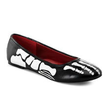 Load image into Gallery viewer, right side view of Black ballet flat with xay skeleton print on upper and sides

