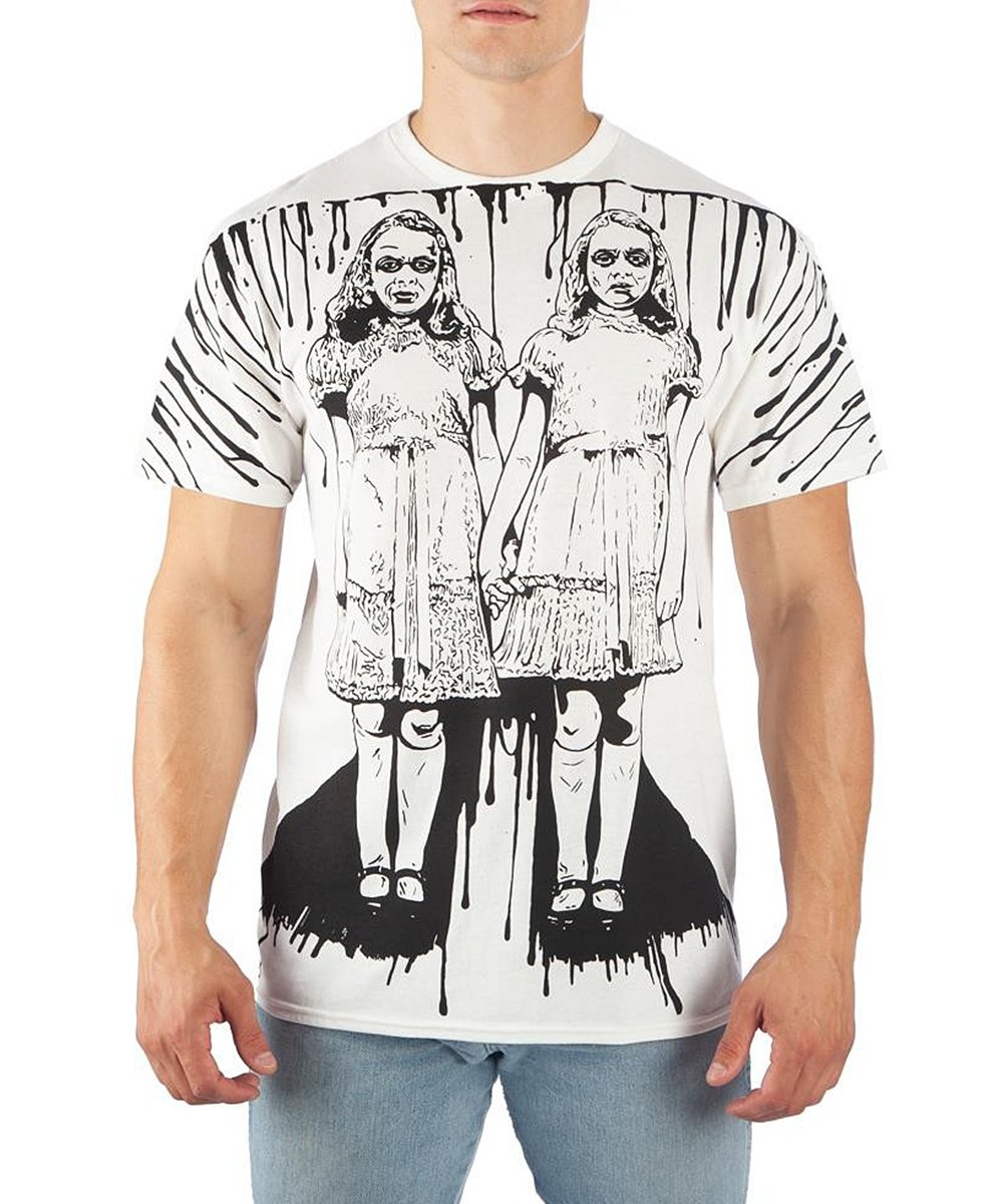 white unisex the shining grady twins shirt with grady twins full black and white print